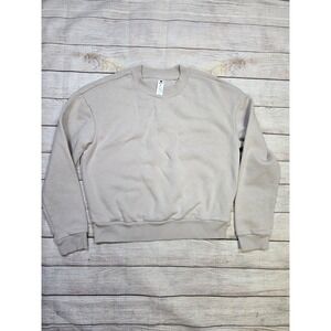 90 Degree by Reflex Crop Crewneck Sweatshirt Women's Size Medium Beige
